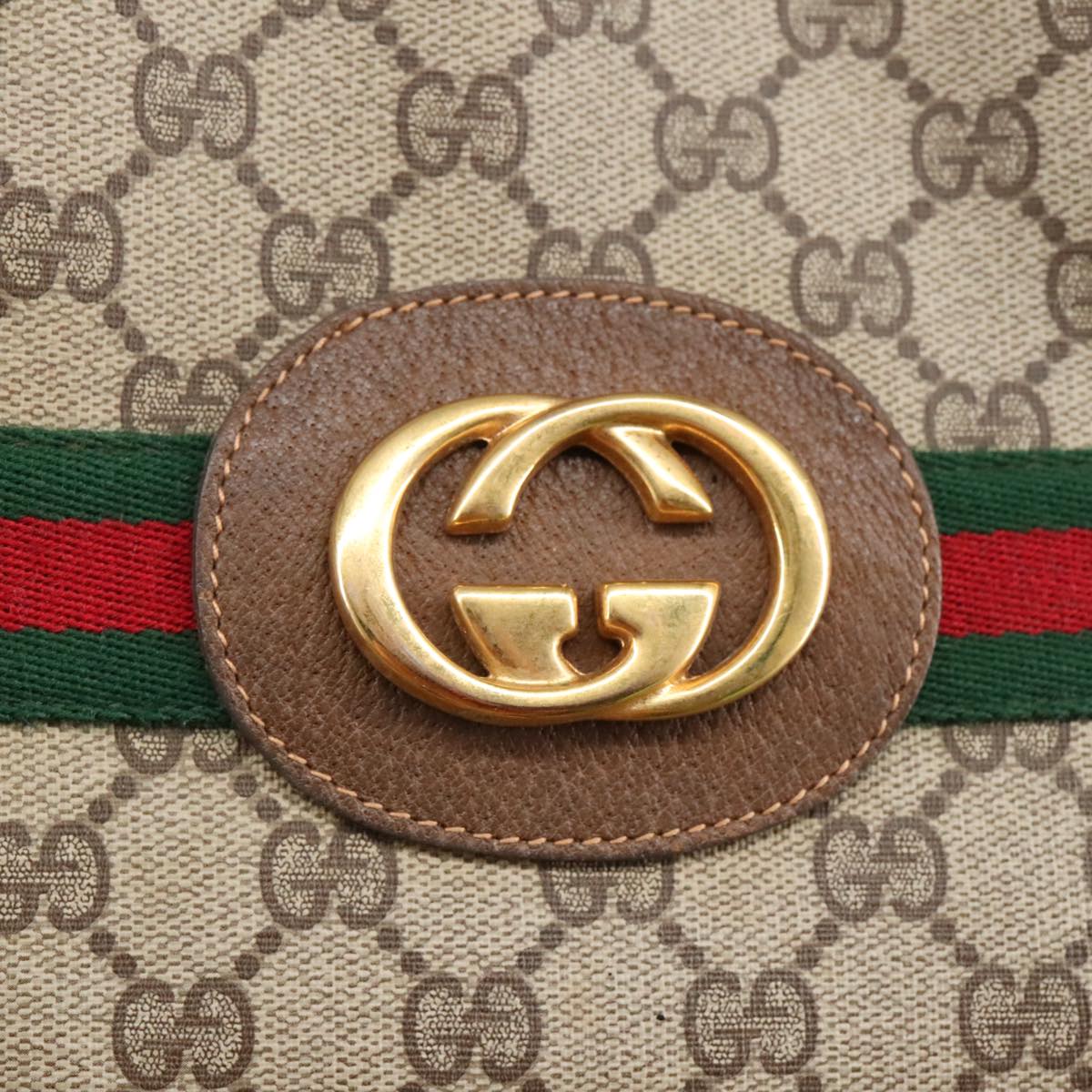 GUCCI GG Supreme Web Sherry Line Interlocking Tote Bag PVC Beige ep6353