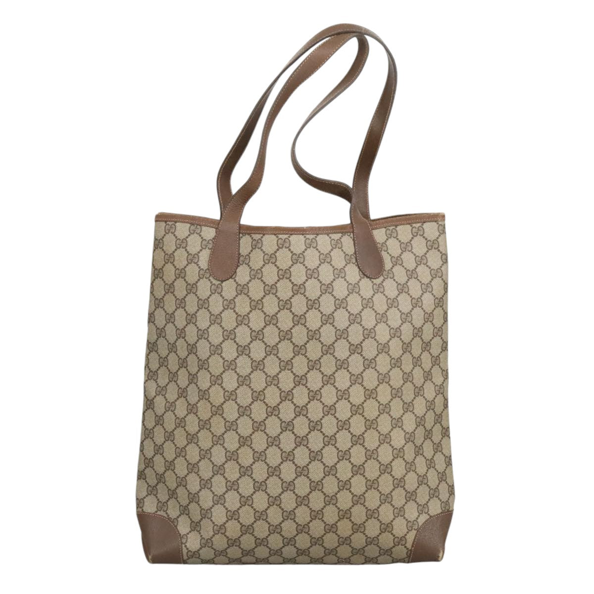 GUCCI GG Supreme Web Sherry Line Interlocking Tote Bag PVC Beige ep6353