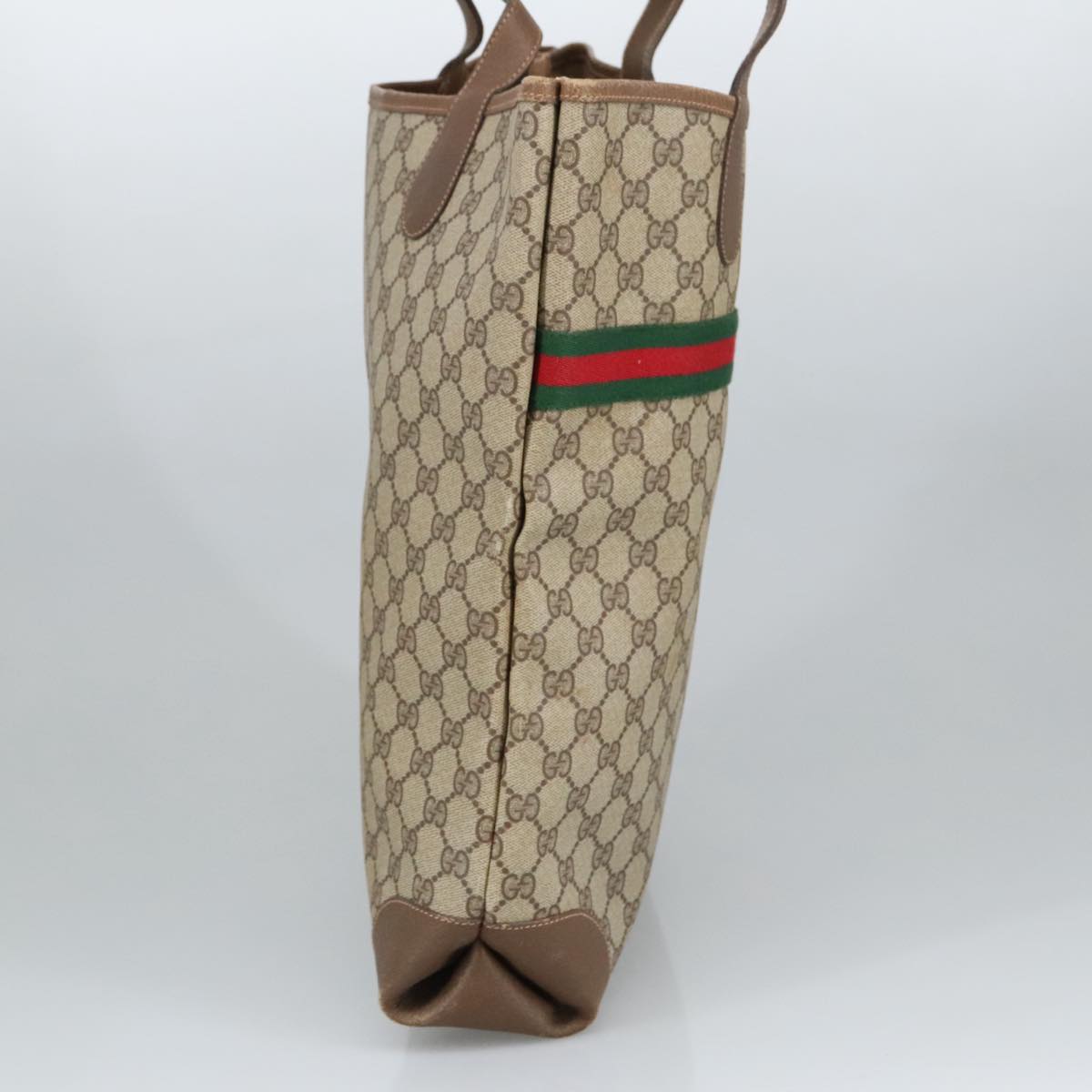 GUCCI GG Supreme Web Sherry Line Interlocking Tote Bag PVC Beige ep6353