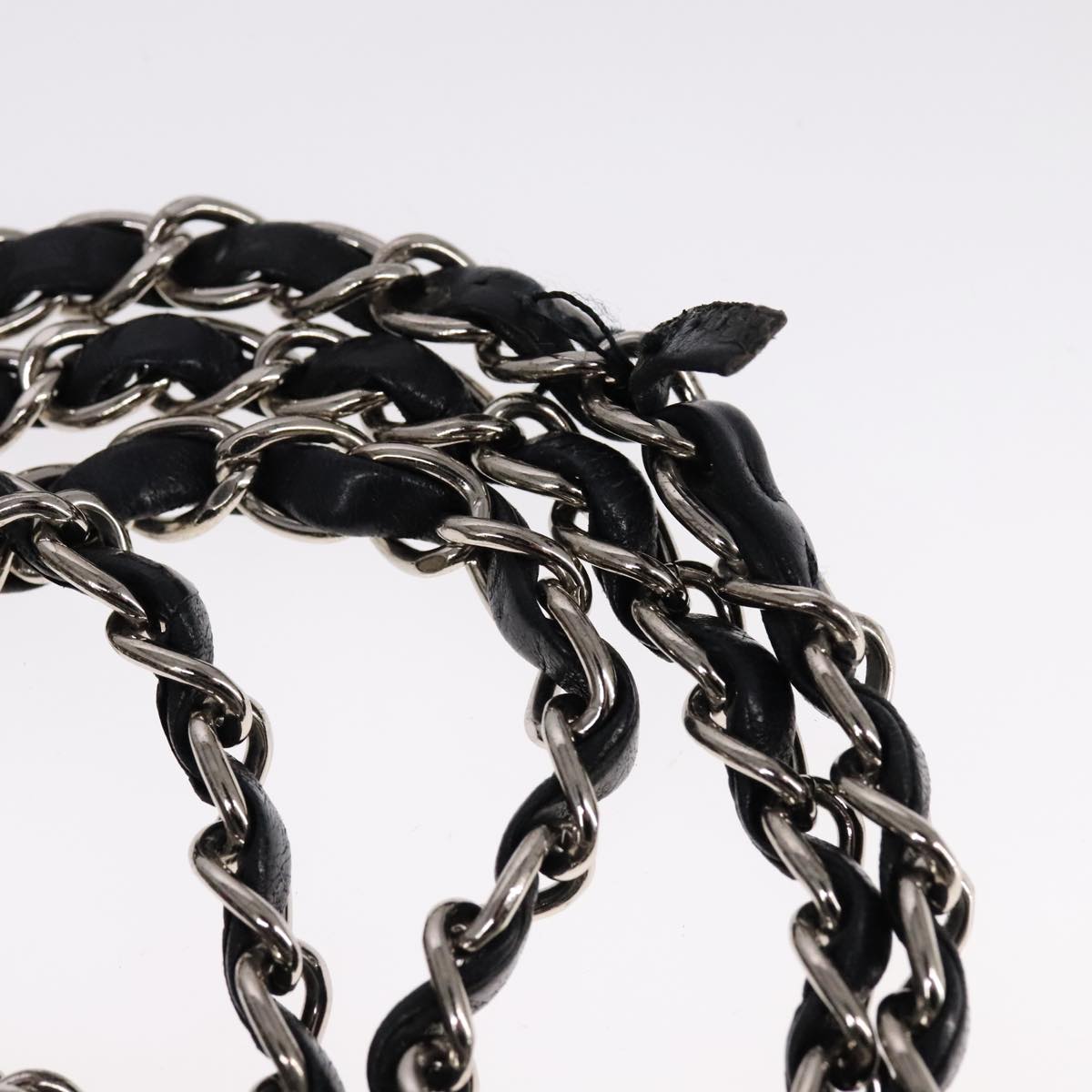 CHANEL Matelasse 25 Double Flap Chain Hand Bag Tweed Black White CC ep7107