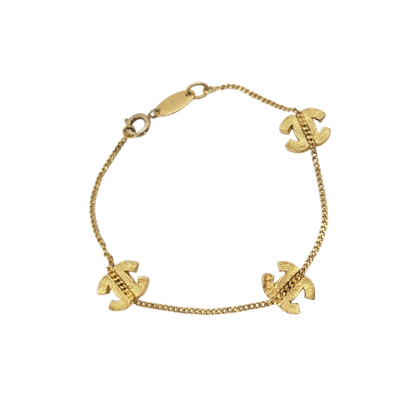 CHANEL Vintage 1982 Coco Mark CC Rhinestone Station Bracelet