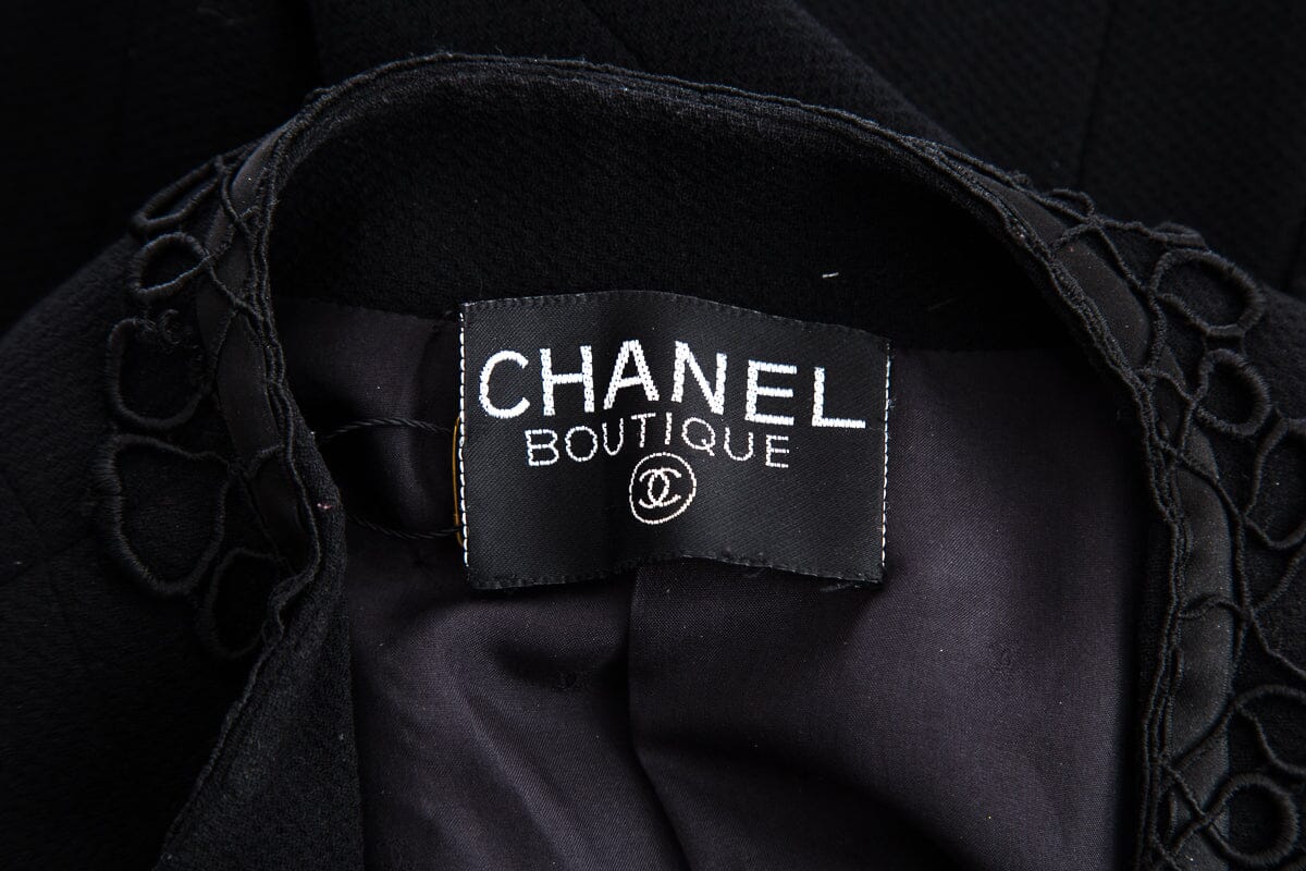 Chanel Boutique Vintage Black Lace Detail Jacket SZ 40