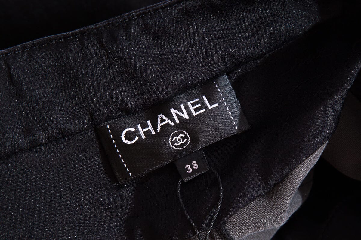 Chanel Black Sparkle Stretch Lambskin Pants SZ 38
