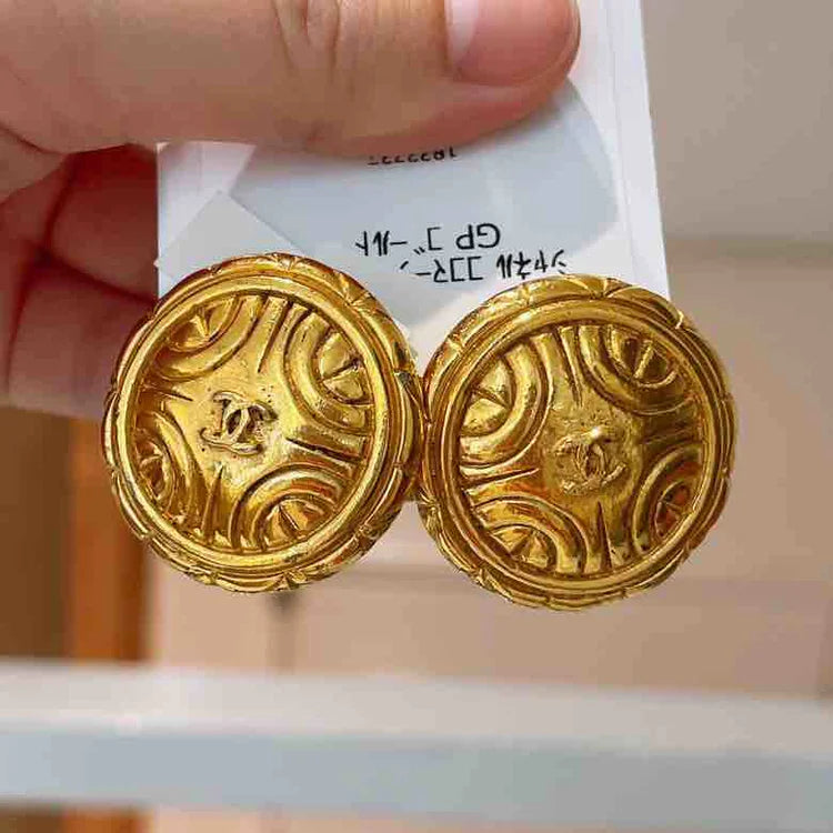 Chanel Metal Clip On Earrings