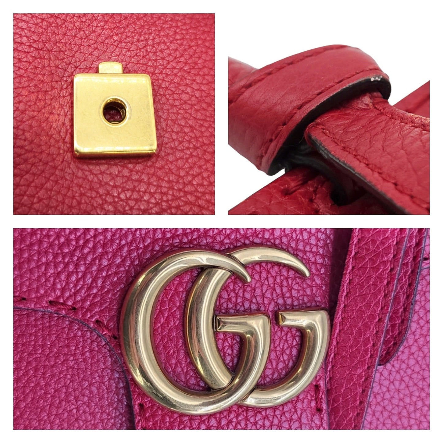 Gucci Calfskin Small GG Marmont Top Handle Bag