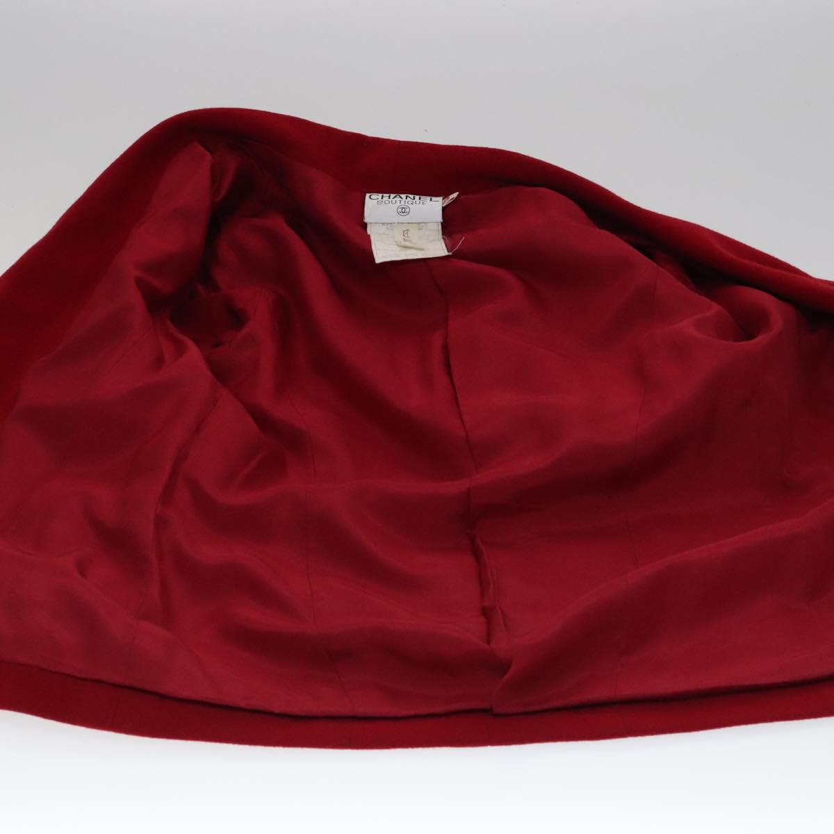 CHANEL Coat Jacket Cashmere Red CC FF0216