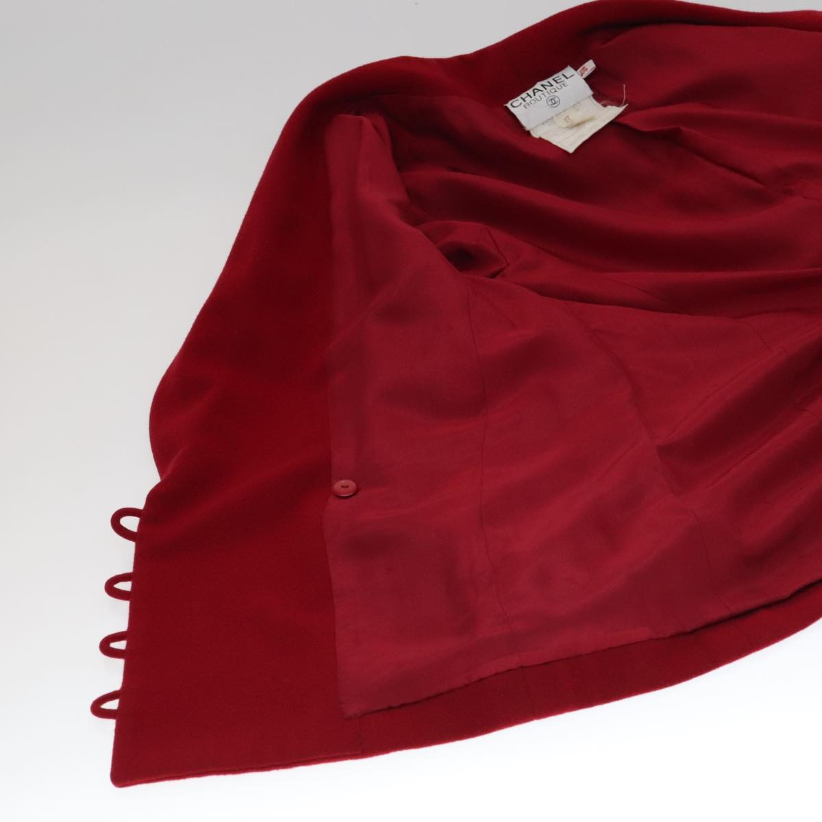 CHANEL Coat Jacket Cashmere Red CC FF0216
