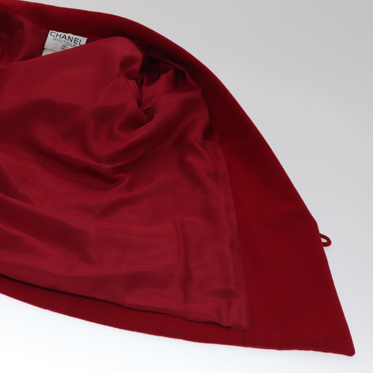 CHANEL Coat Jacket Cashmere Red CC FF0216