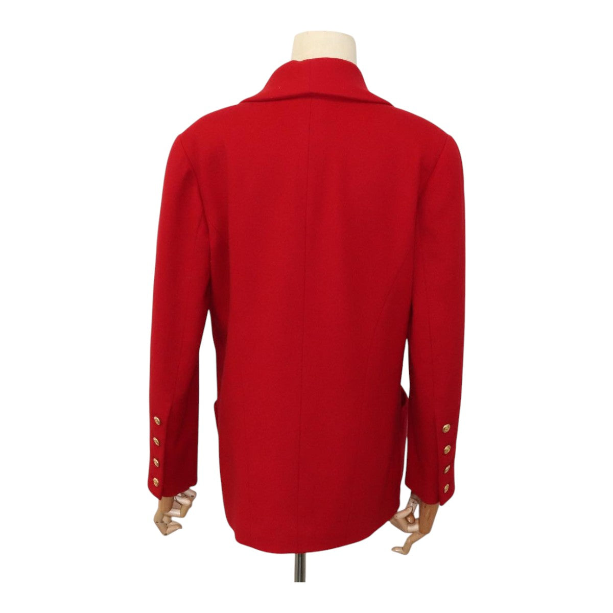CHANEL Coat Jacket Cashmere Red CC FF0216