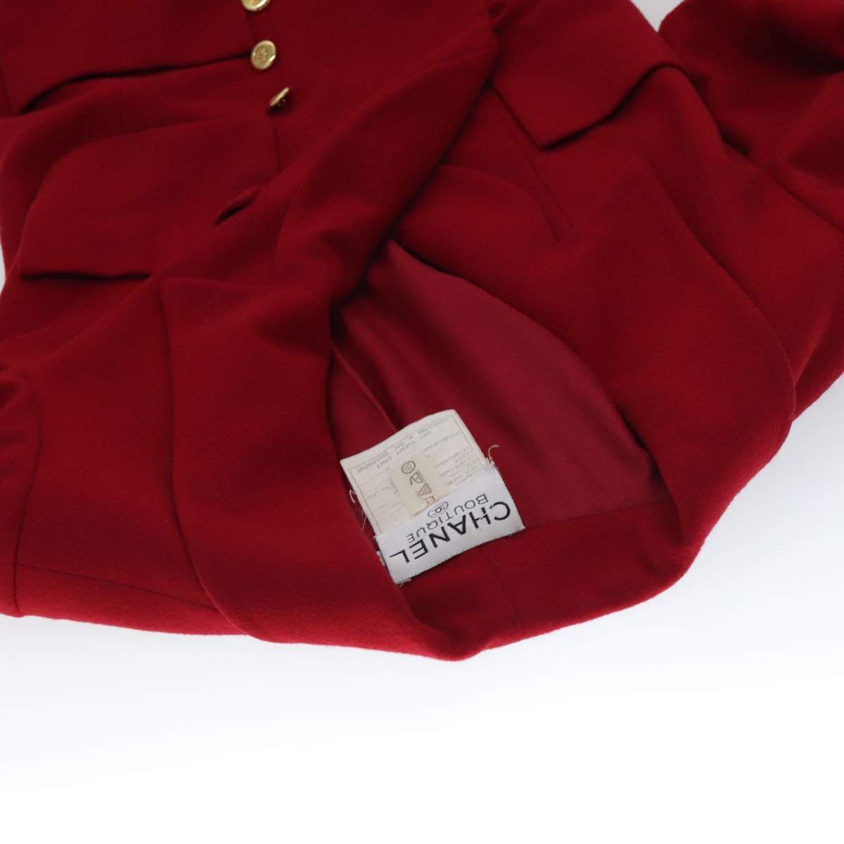 CHANEL Coat Jacket Cashmere Red CC FF0216