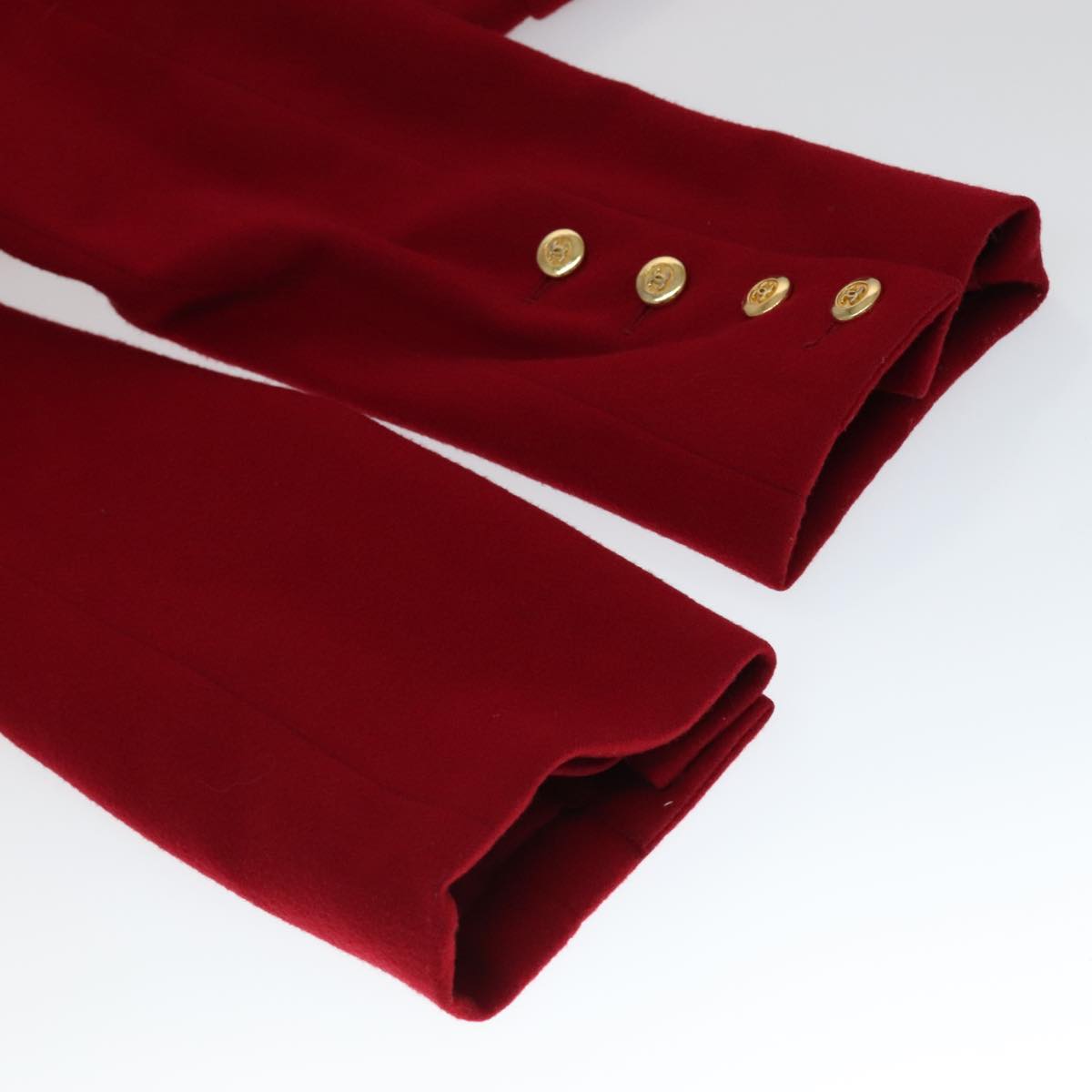 CHANEL Coat Jacket Cashmere Red CC FF0216