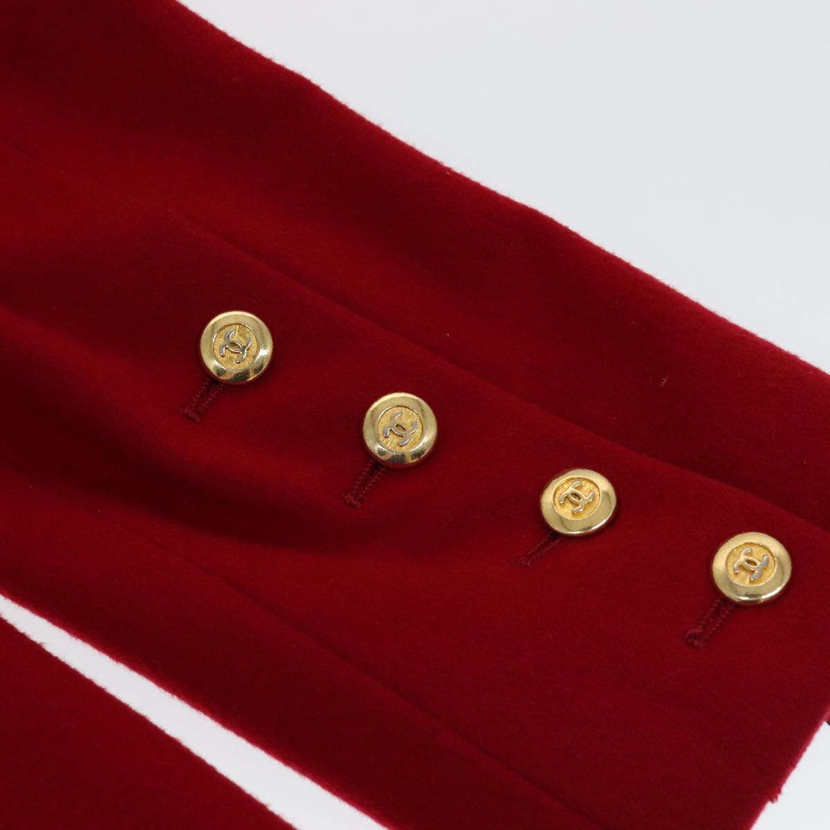 CHANEL Coat Jacket Cashmere Red CC FF0216