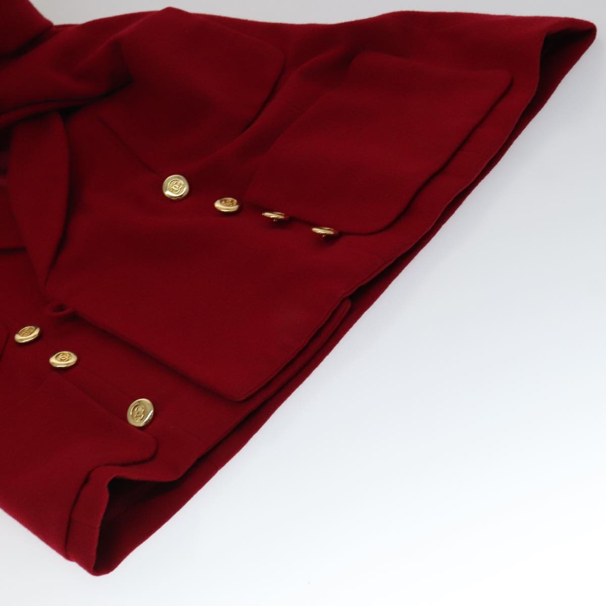 CHANEL Coat Jacket Cashmere Red CC FF0216