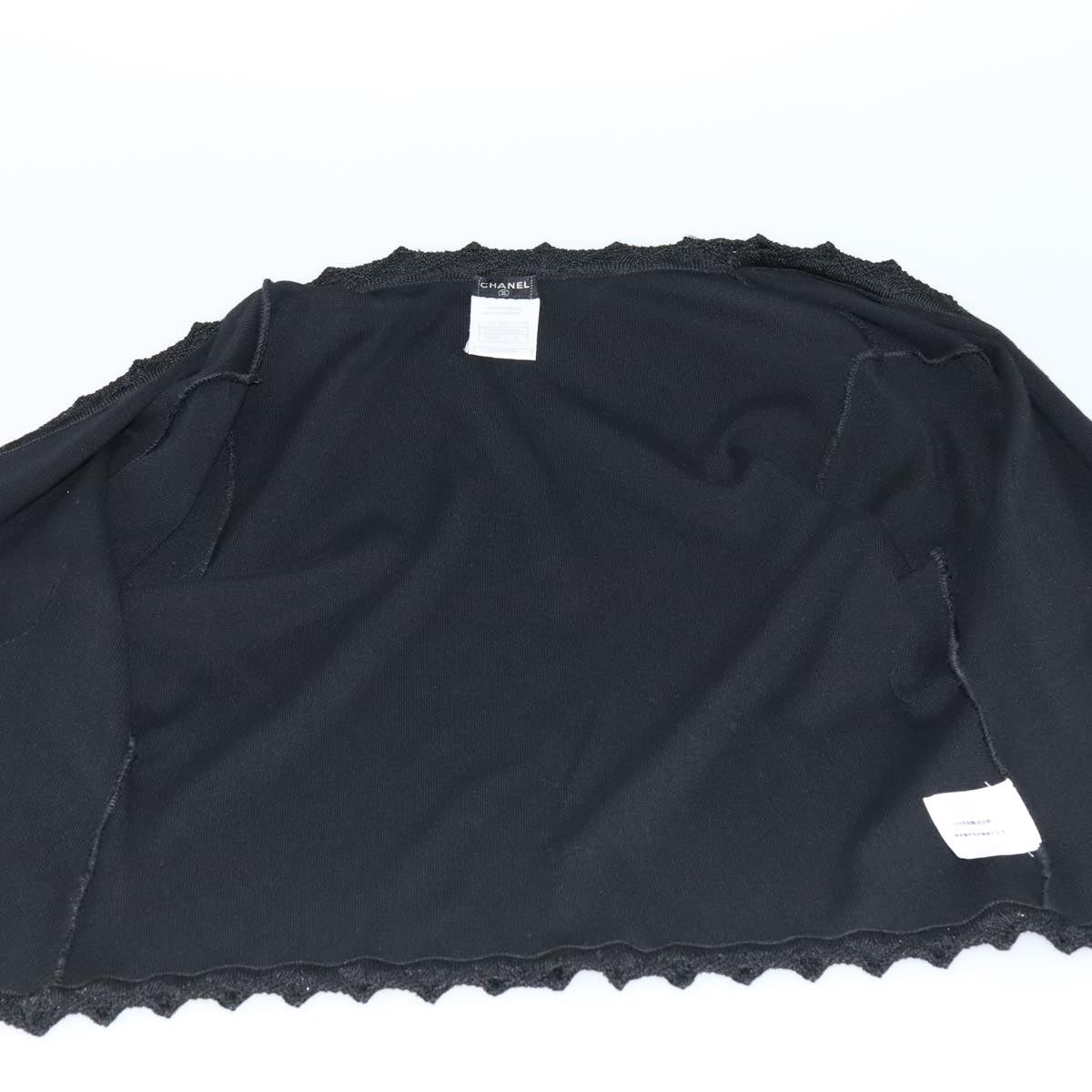 CHANEL Cardigan Wool 46 Black CC FF0776