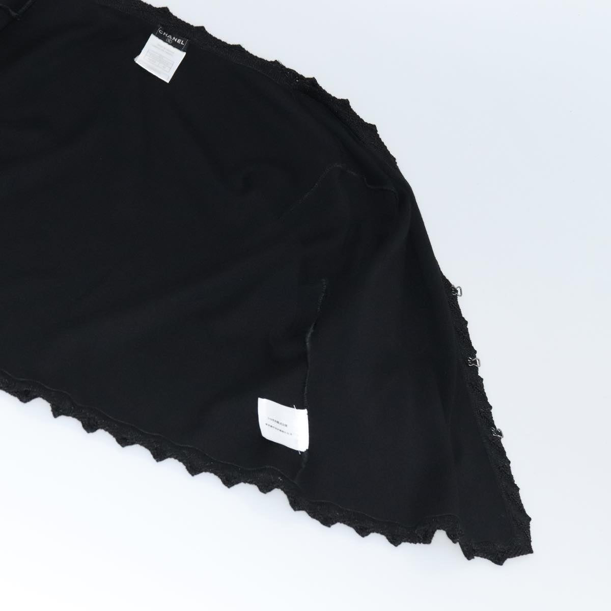 CHANEL Cardigan Wool 46 Black CC FF0776