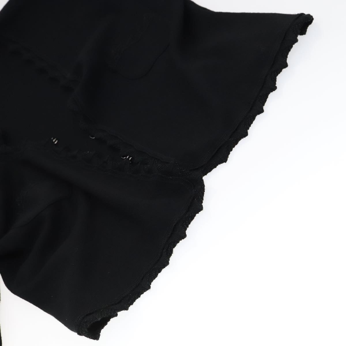 CHANEL Cardigan Wool 46 Black CC FF0776