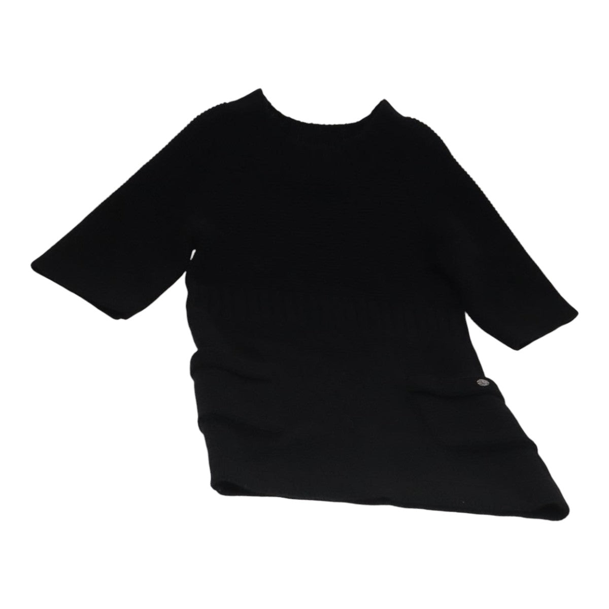 CHANEL Sweater Wool 36 Black CC FF1105