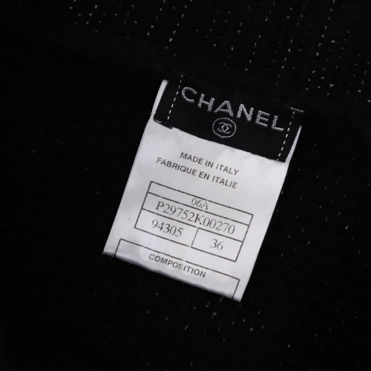 CHANEL Sweater Wool 36 Black CC FF1105
