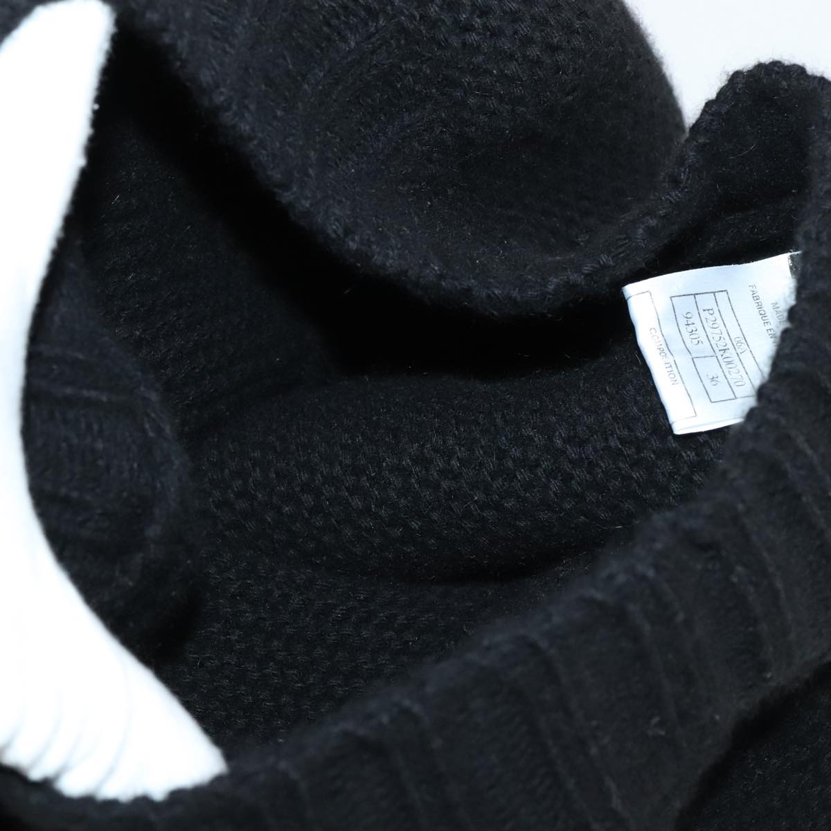 CHANEL Sweater Wool 36 Black CC FF1105