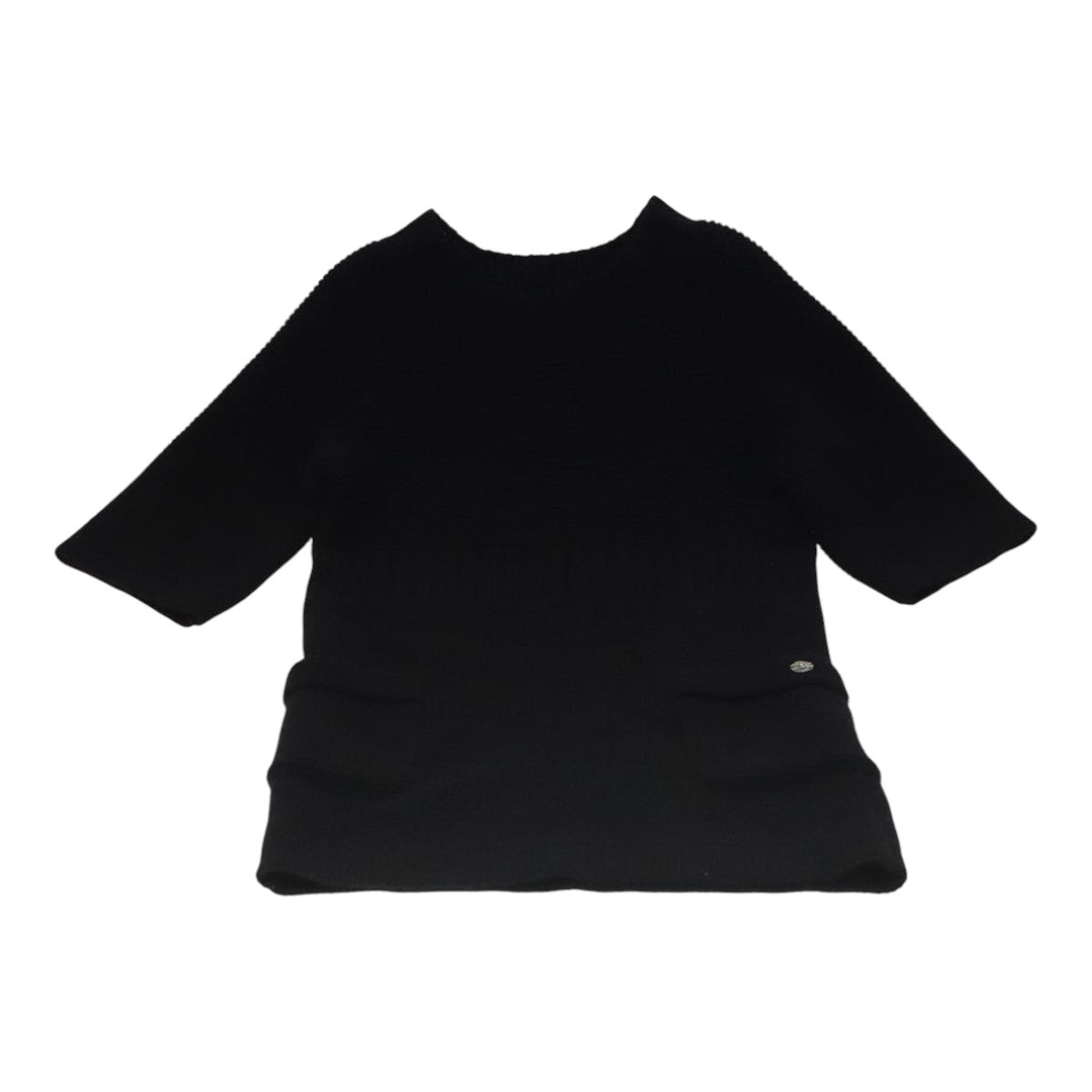 CHANEL Sweater Wool 36 Black CC FF1105
