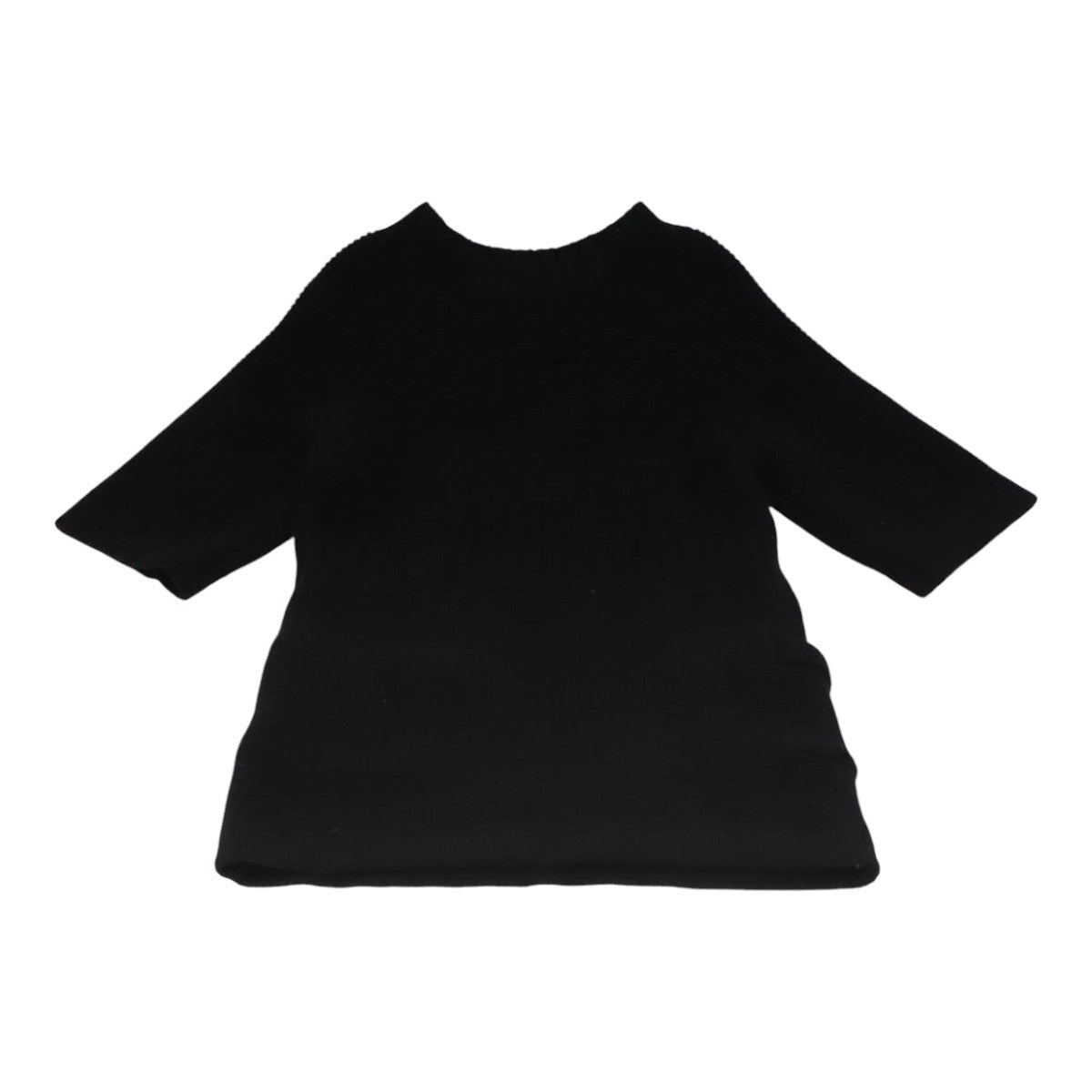CHANEL Sweater Wool 36 Black CC FF1105