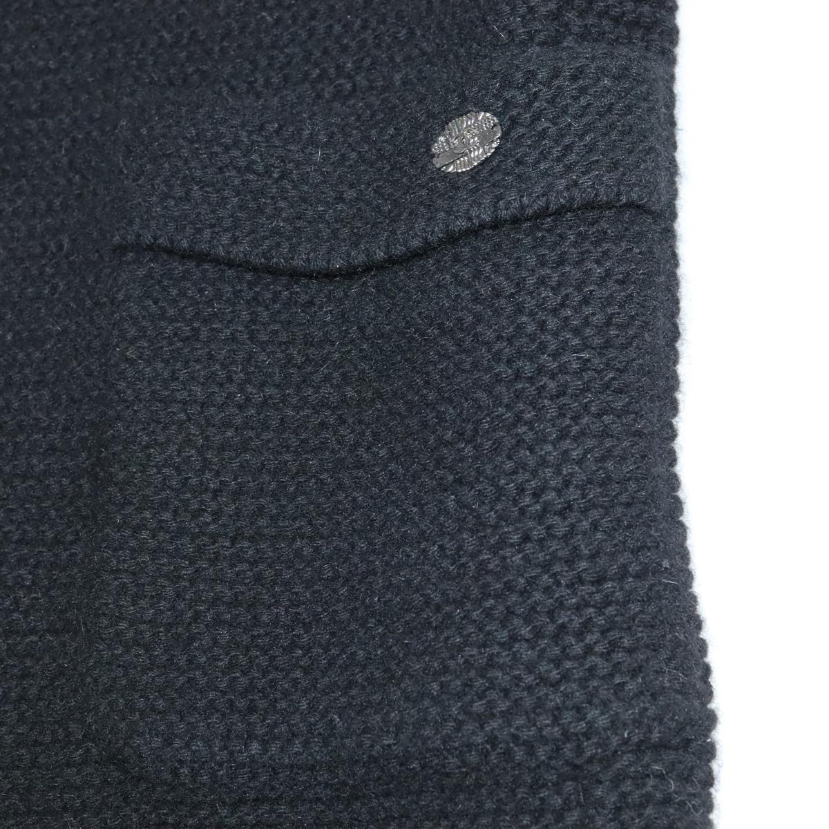 CHANEL Sweater Wool 36 Black CC FF1105