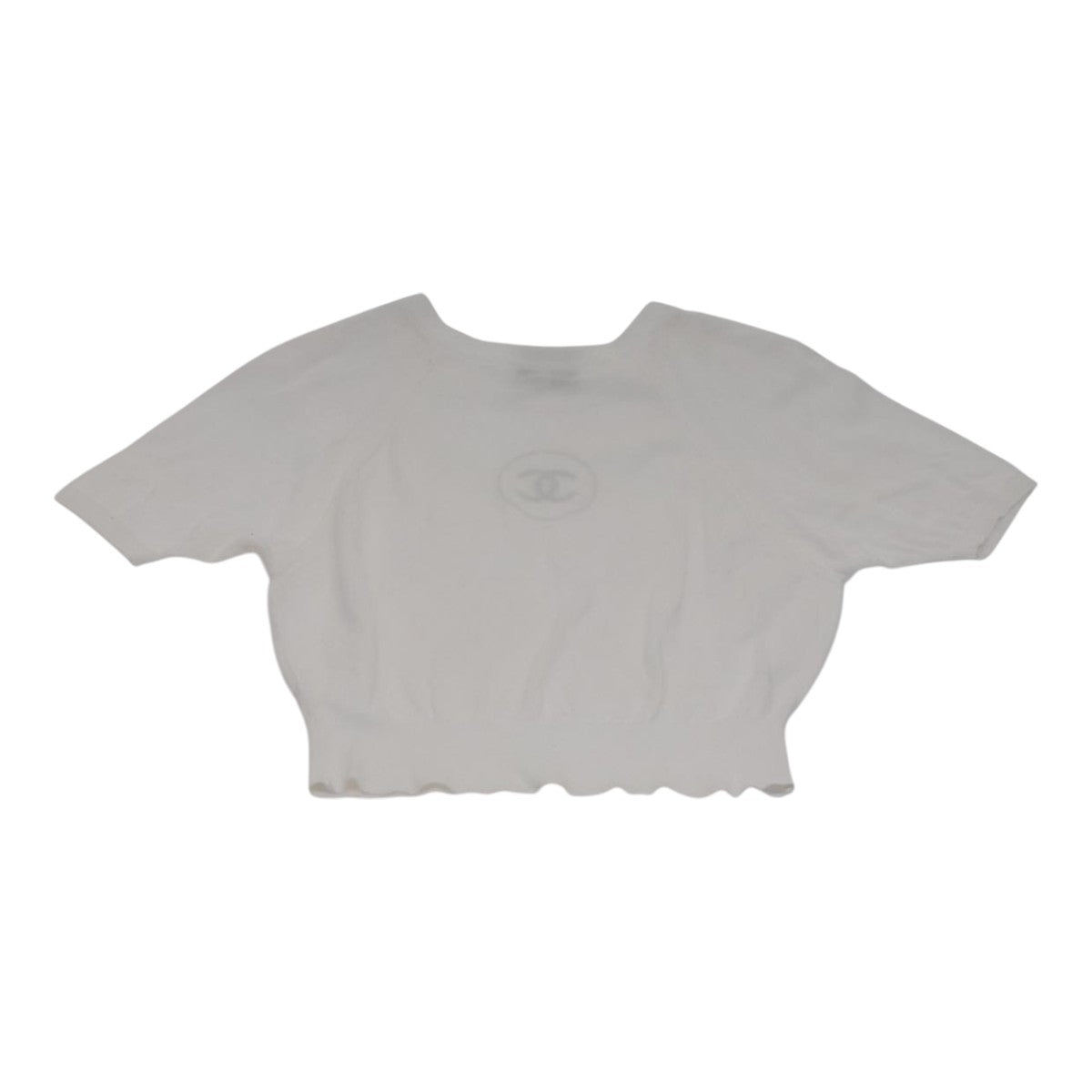 CHANEL Short Sleeve Wool White CC FF1125