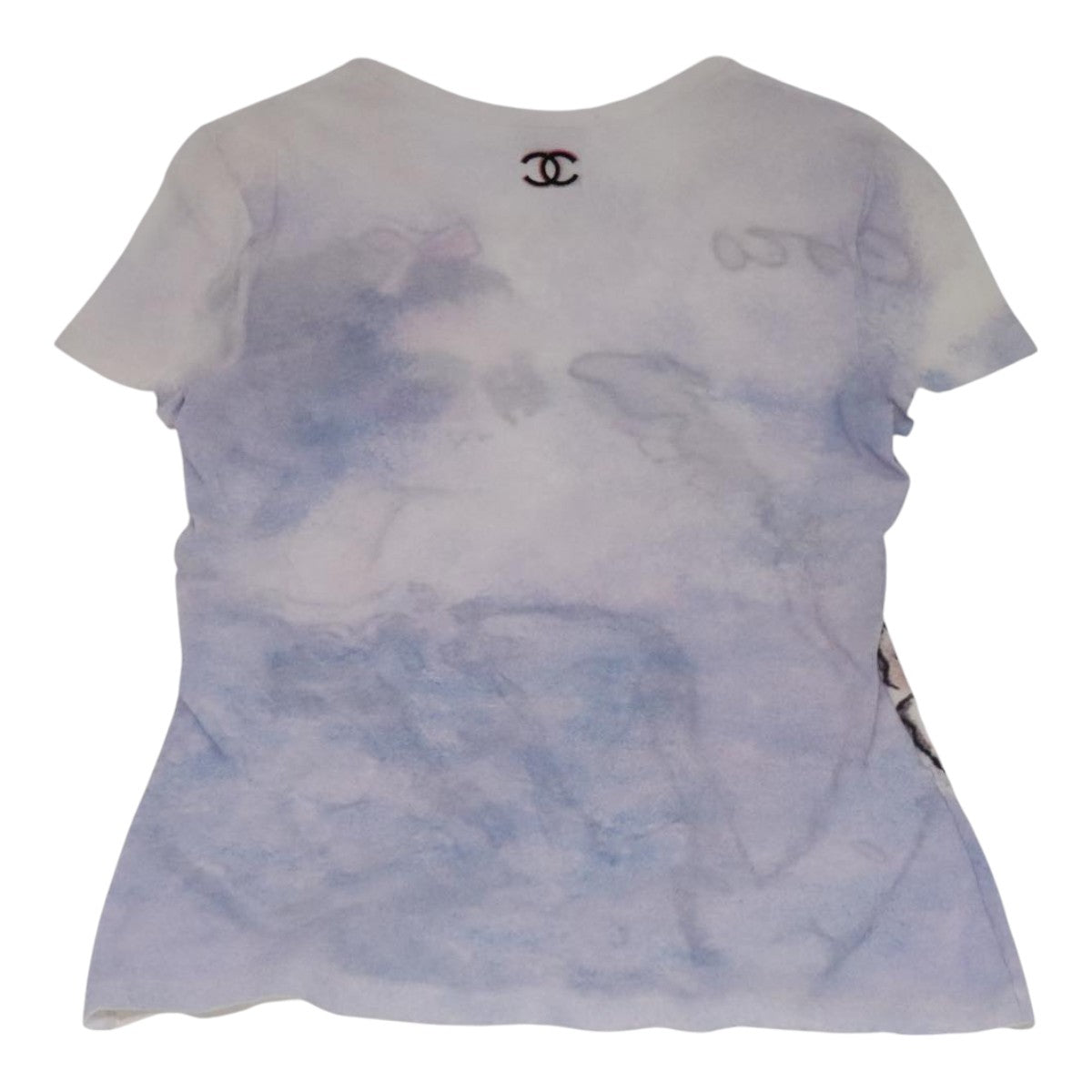 CHANEL Short Sleeve Cotton White CC FF1414