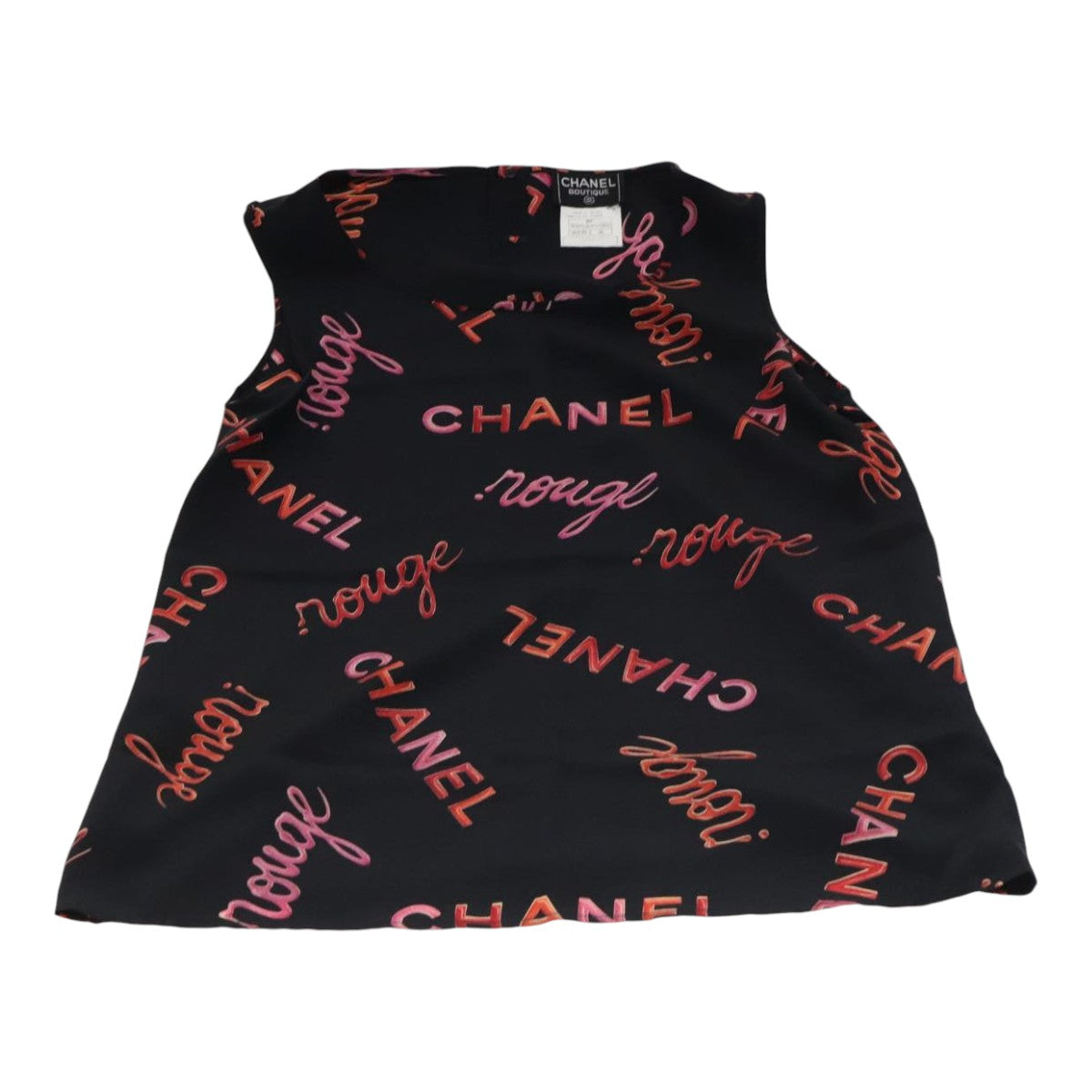 CHANEL Tank Top Silk Black CC FF1644