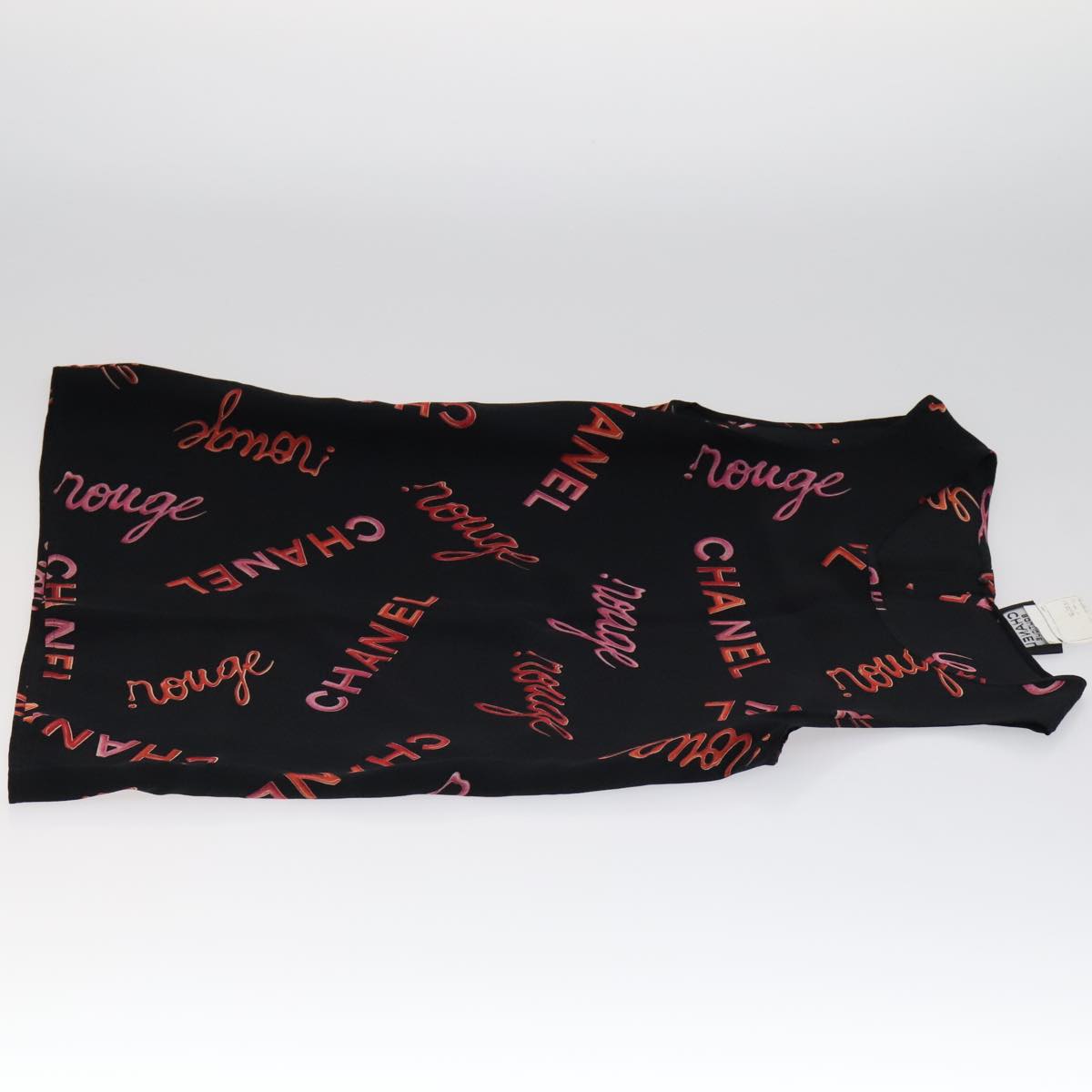 CHANEL Tank Top Silk Black CC FF1644
