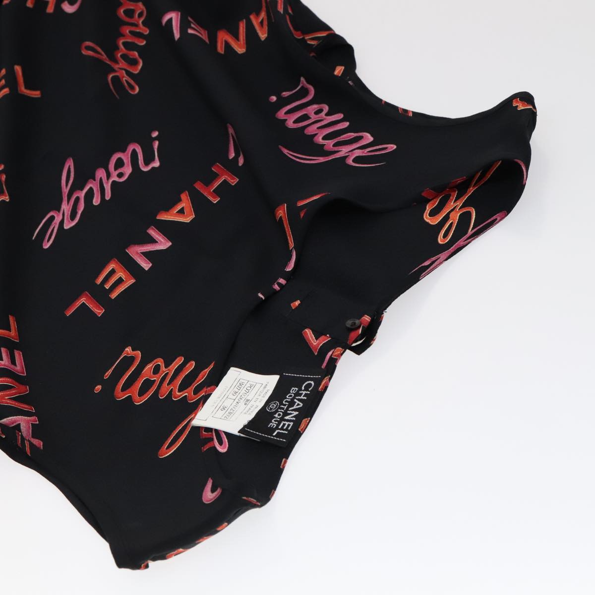 CHANEL Tank Top Silk Black CC FF1644