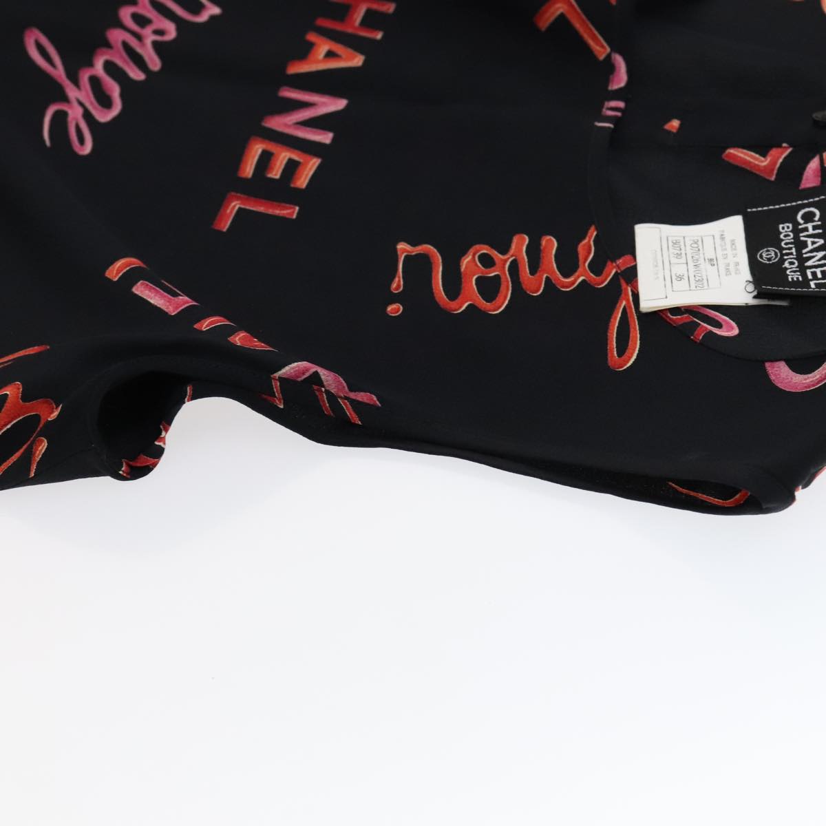 CHANEL Tank Top Silk Black CC FF1644
