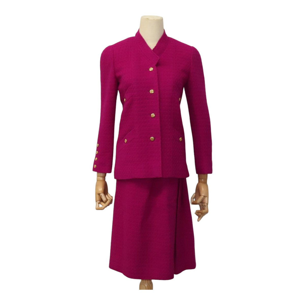 CHANEL Setup Skirt Jacket Wool Purple D-TK-9064 CC FF2565