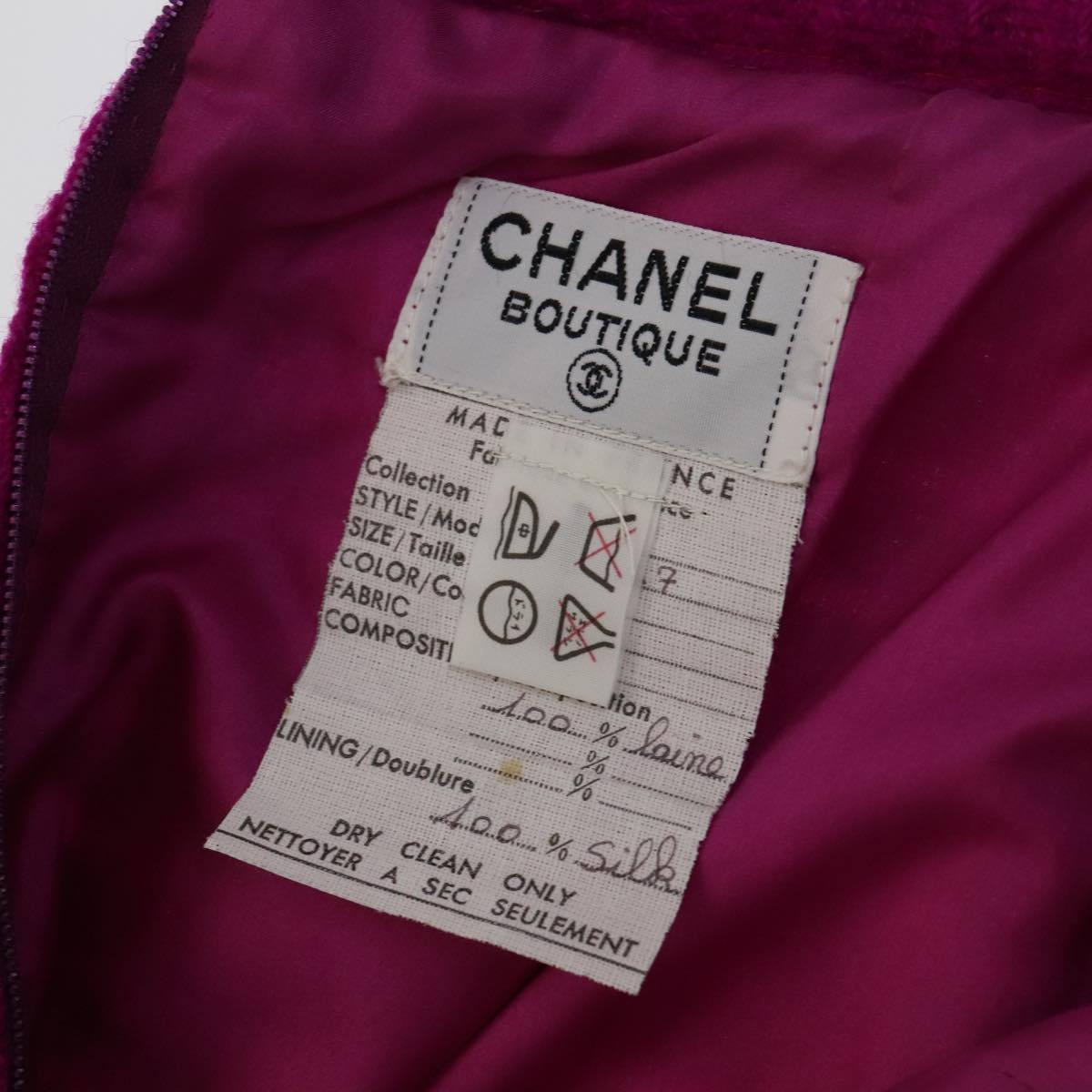 CHANEL Setup Skirt Jacket Wool Purple D-TK-9064 CC FF2565