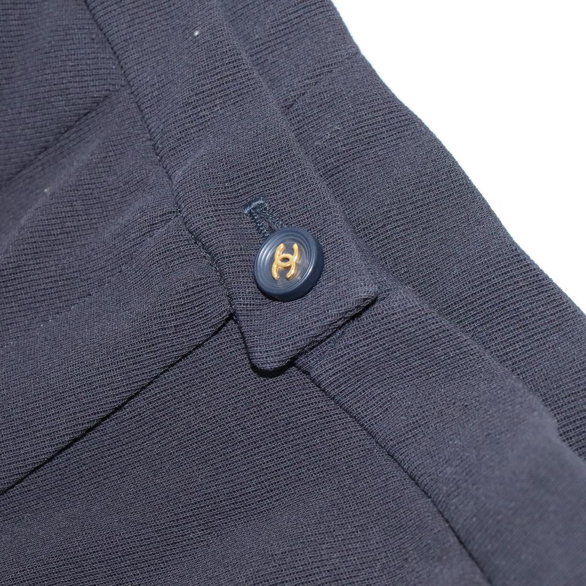 CHANEL Pants Wool Navy C-TK-5914 CC FF2944