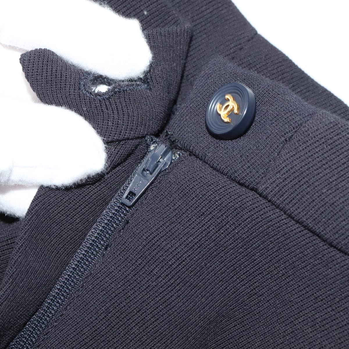 CHANEL Pants Wool Navy C-TK-5914 CC FF2944