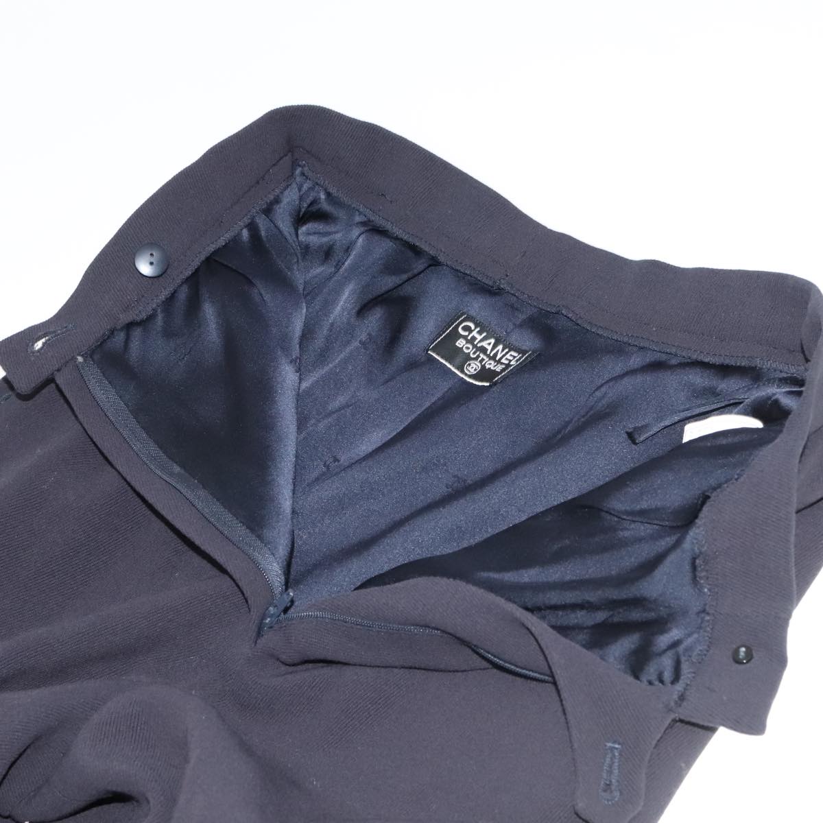 CHANEL Pants Wool Navy C-TK-5914 CC FF2944