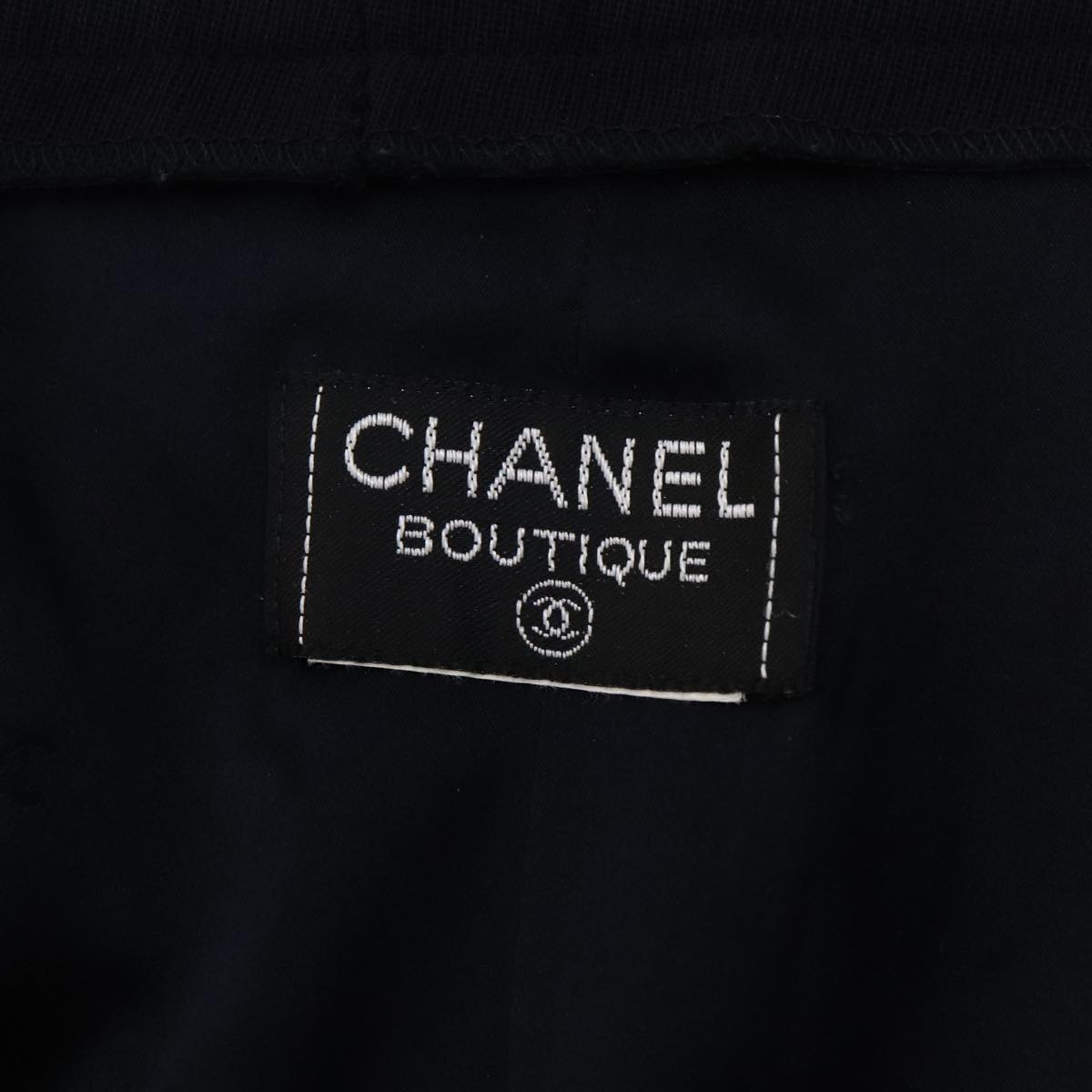 CHANEL Pants Wool Navy C-TK-5914 CC FF2944