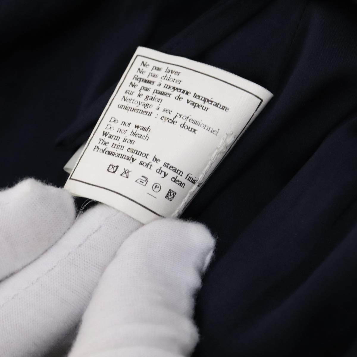 CHANEL Pants Wool Navy C-TK-5914 CC FF2944