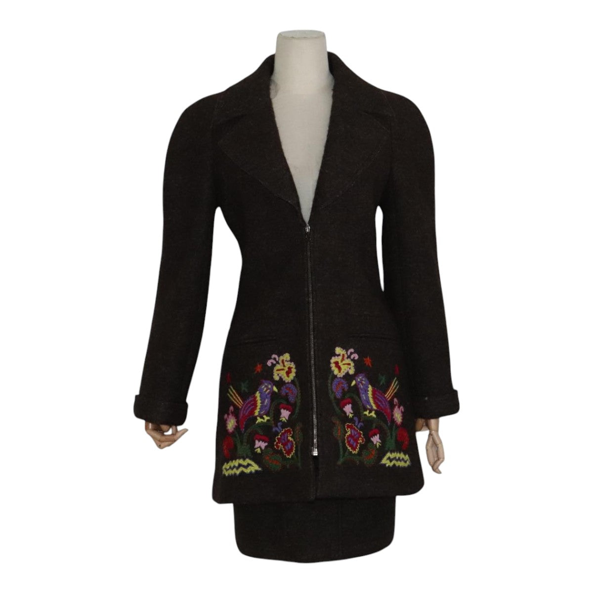 CHANEL Setup Skirt Jacket Wool Brown C-TK-5914 CC FF3295