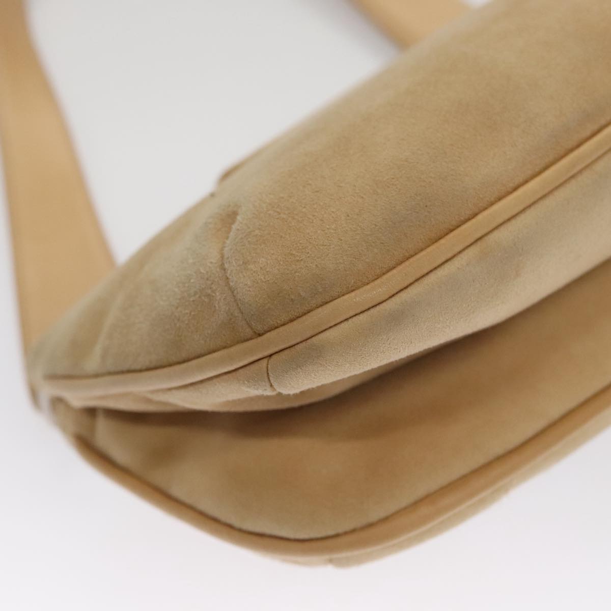 CHANEL Choco Bar line Shoulder Bag Suede Beige CC FF4152