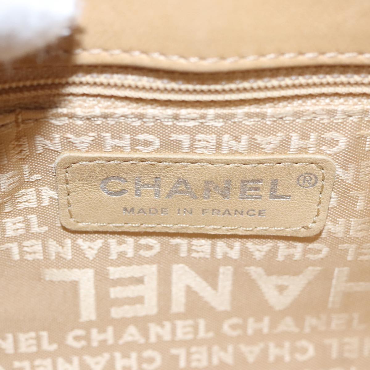 CHANEL Choco Bar line Shoulder Bag Suede Beige CC FF4152