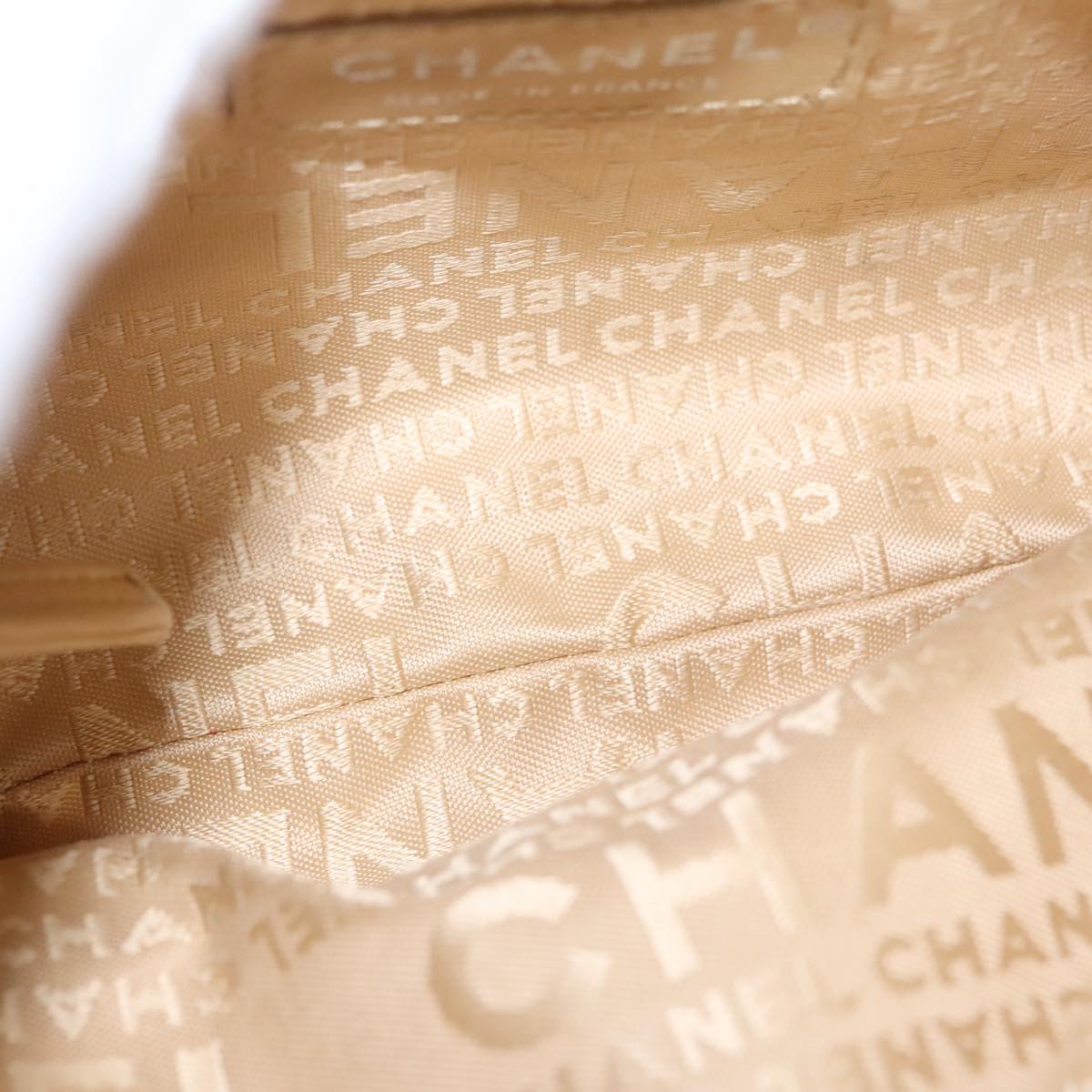 CHANEL Choco Bar line Shoulder Bag Suede Beige CC FF4152