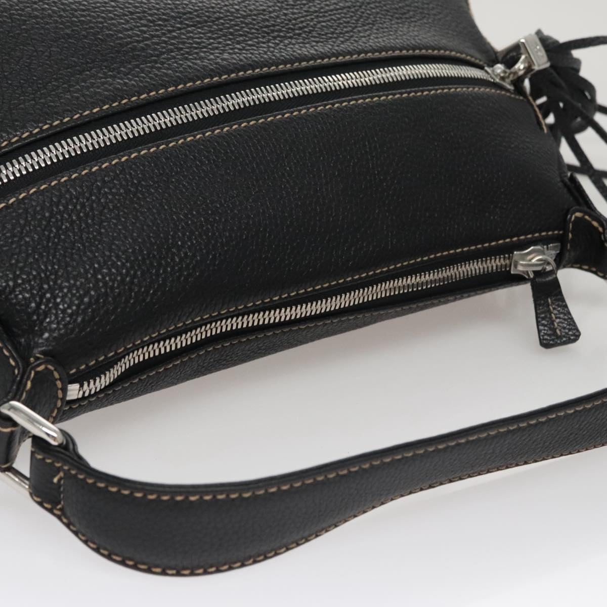 CHANEL Shoulder Bag Caviar Skin Black CC FF4222