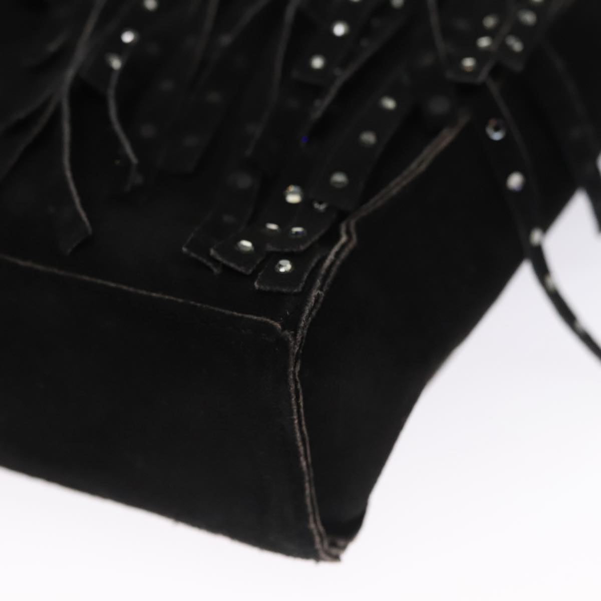 CHANEL Tote Bag Suede Black CC FF5957