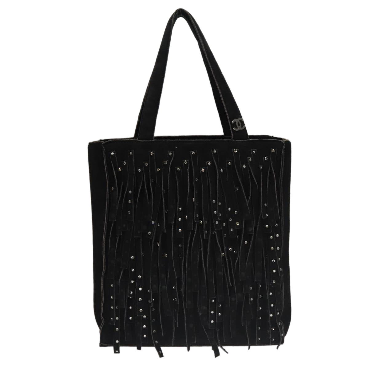 CHANEL Tote Bag Suede Black CC FF5957