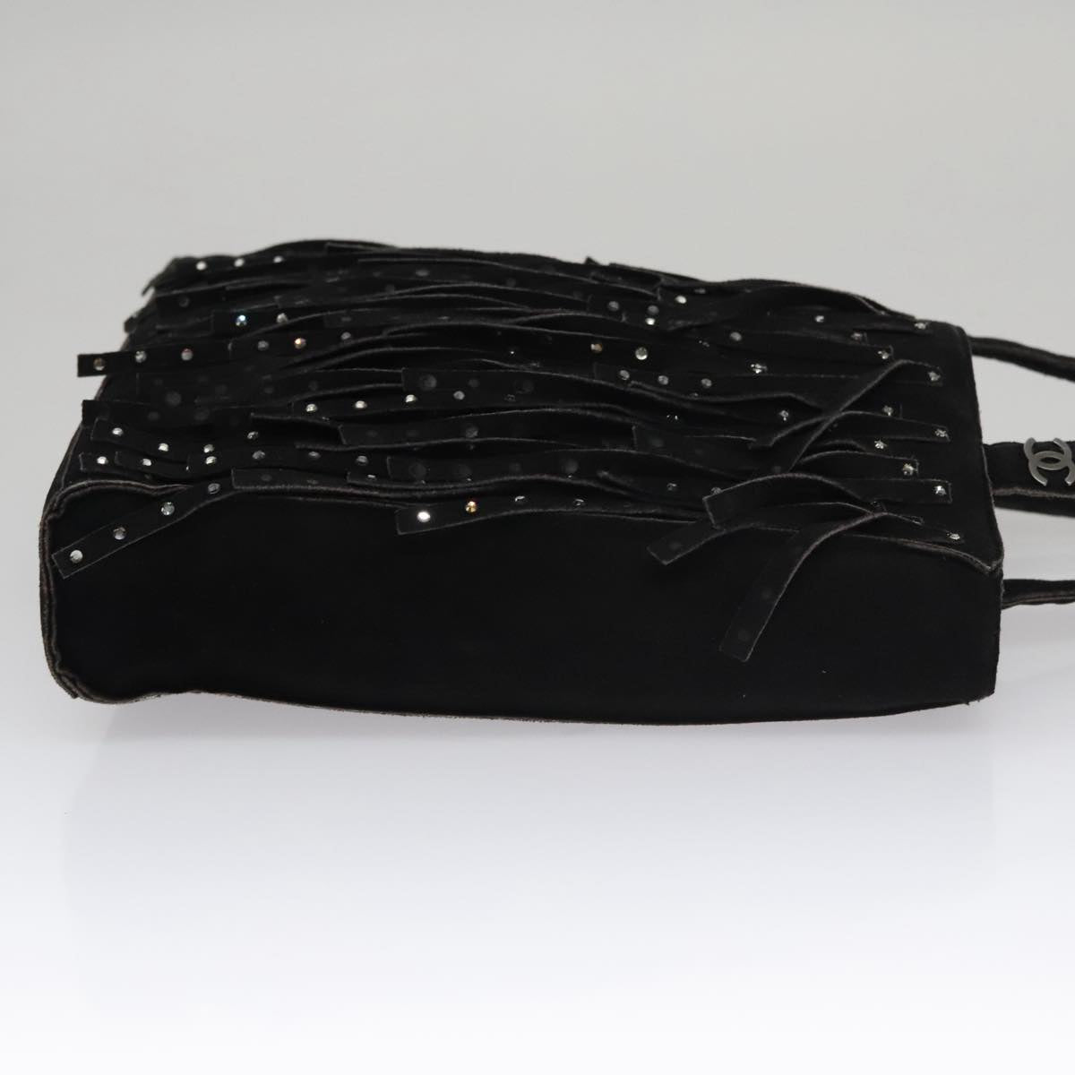 CHANEL Tote Bag Suede Black CC FF5957