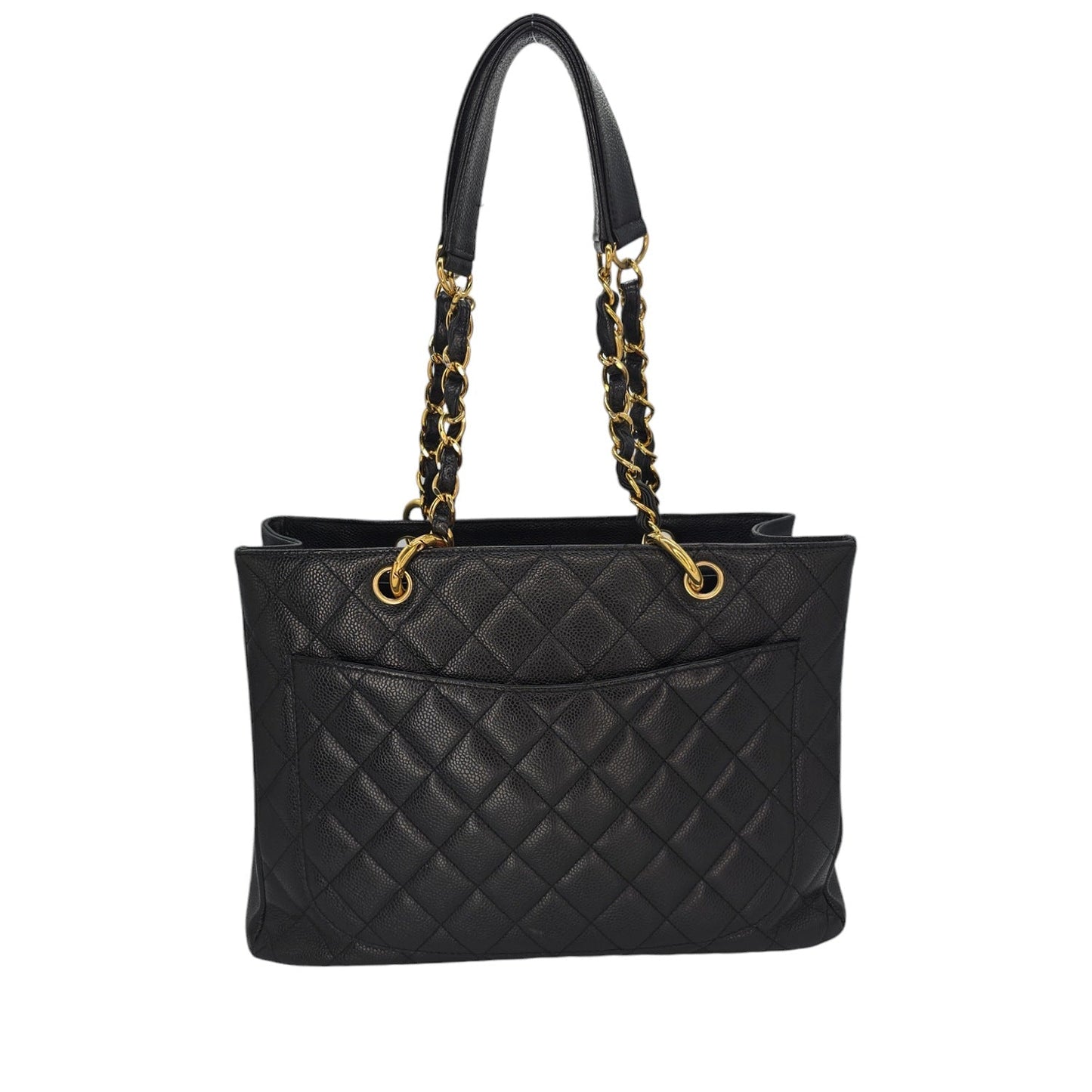 Chanel Vintage Black Quilted Caviar Grand Shopping Tote