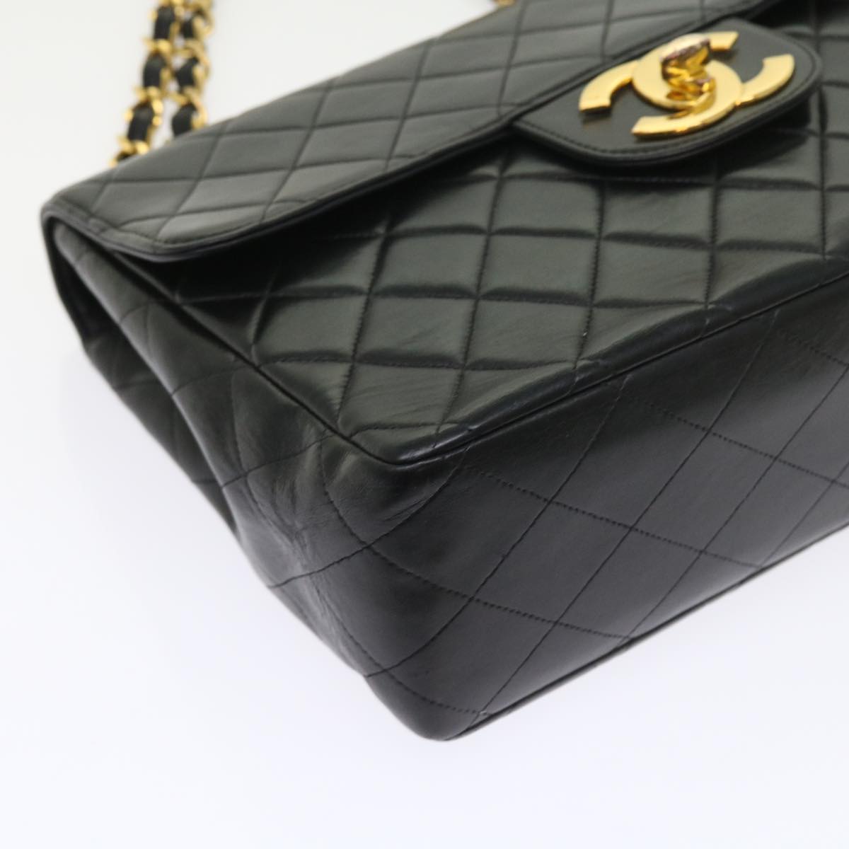 CHANEL Big Matelasse Chain Shoulder Bag Leather Black CC fm2835