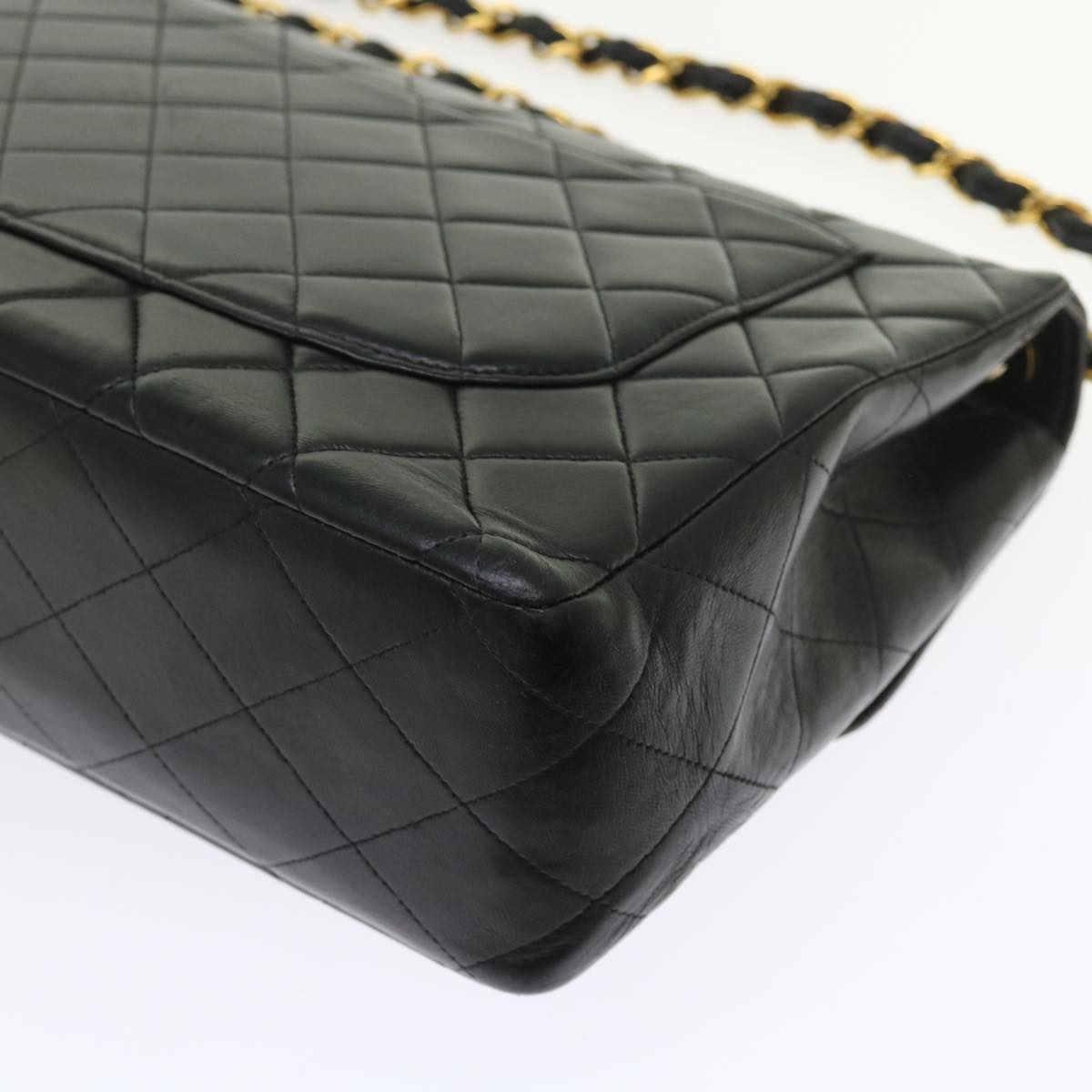 CHANEL Big Matelasse Chain Shoulder Bag Leather Black CC fm2835